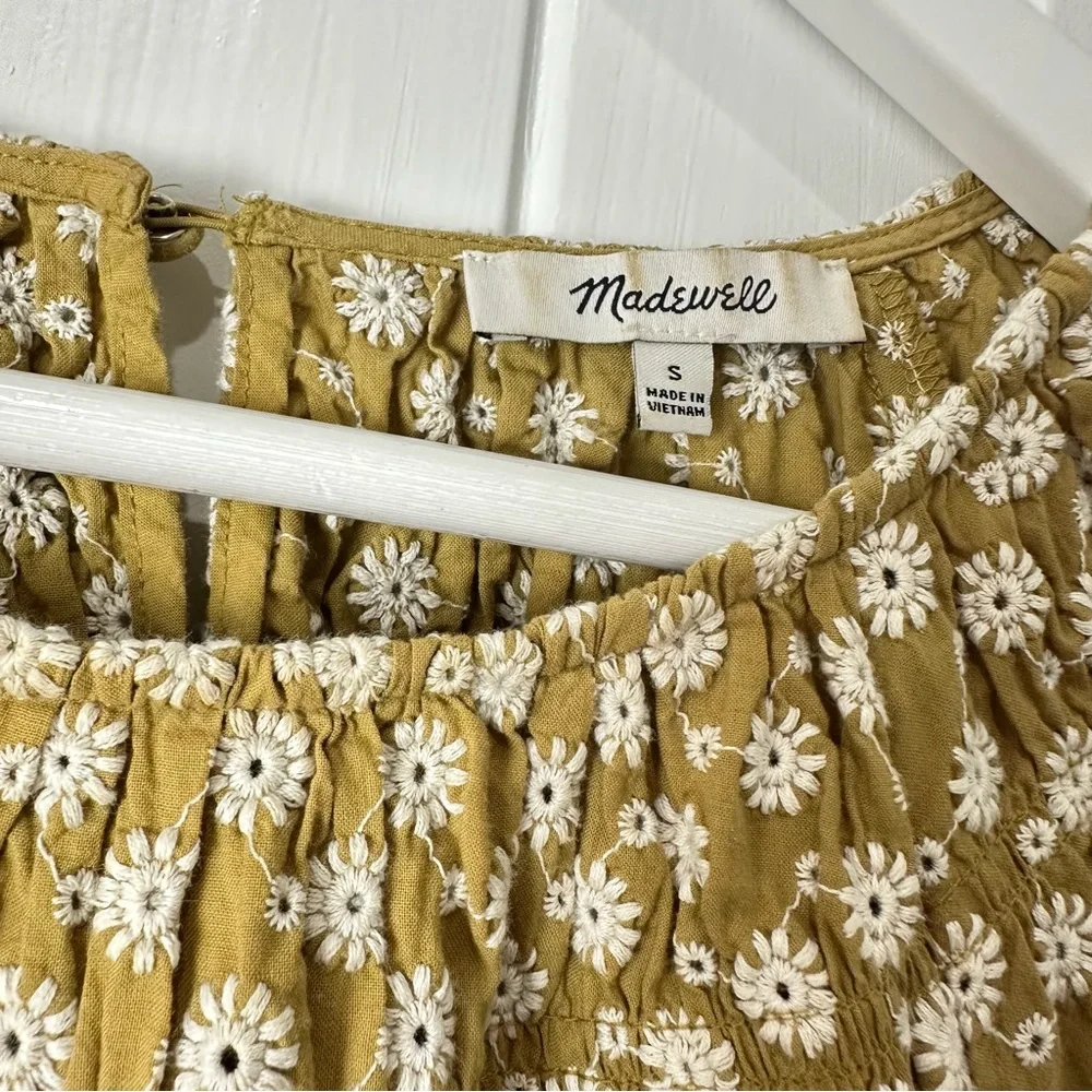 Madewell Floral Puff Sleeve Blouse in Olive